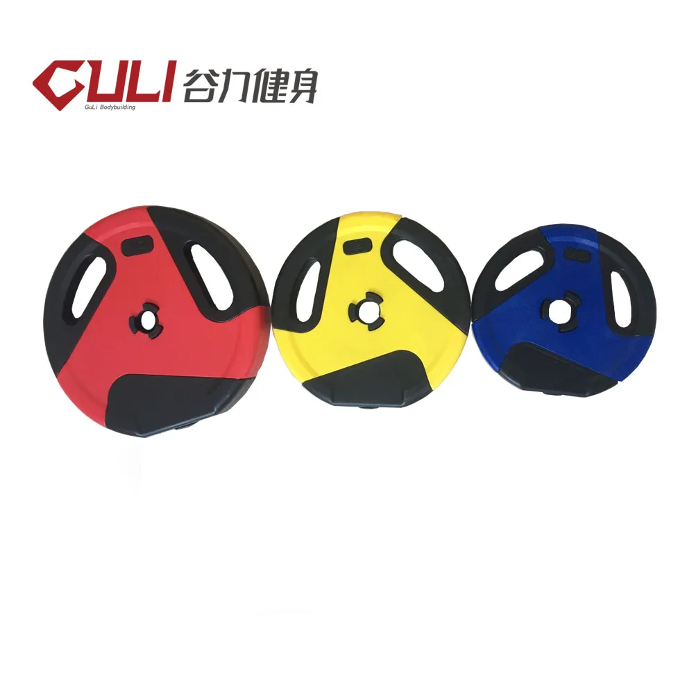 Оптовая продажа пластиковой плиты веса спортзала с 2 ручками