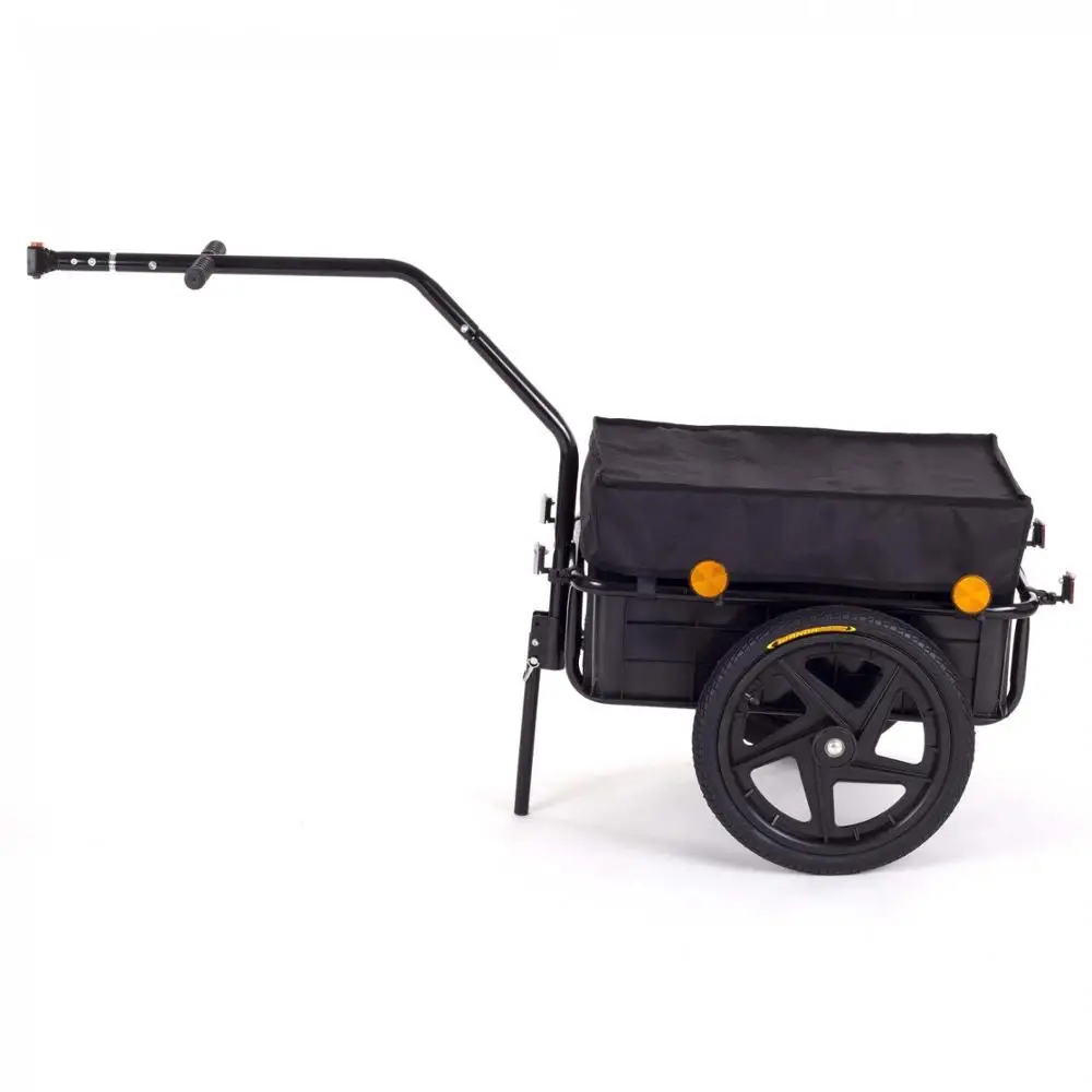 Cargo Bike Trailer Transport with Cover and Box Bicycle Cargo Luggage Hand Wagon 60 kg / 70 Litre in Black