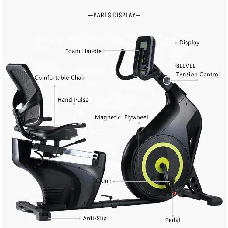 Self Generate Magnetic Upright Flywheel Fitness Magnetic Recumbent Bike