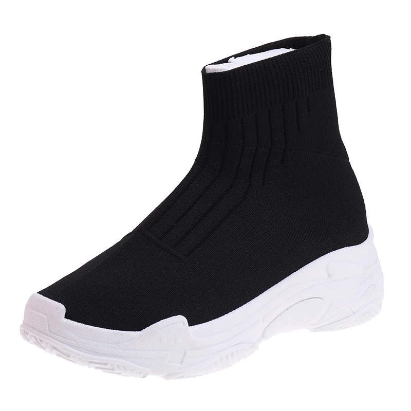 
Factory High Quality Casual Designer Flying Knitted Fashion Sneakers women Running Sports Sock Shoes 
