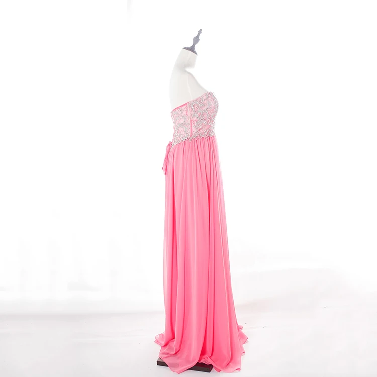 Beautiful beading sequins long wedding party wear luxury pink bridesmaid dress