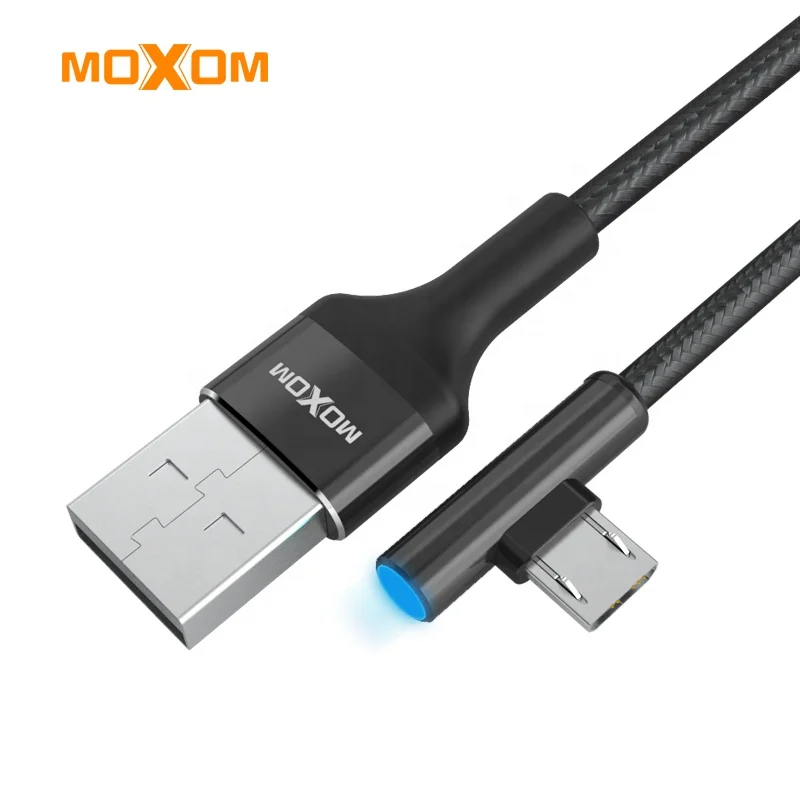 2.4A LED Light MVP Gaming Cable Game Player Cable 1M 90 Degree USB Cable MOXOM
