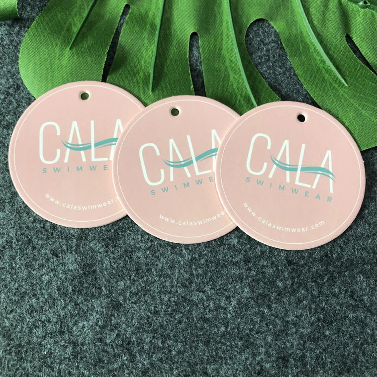 High quality Round Gift Paper hangtag label design Hang tag Logo Printed,clothing thick matte cardboard hangtag with string