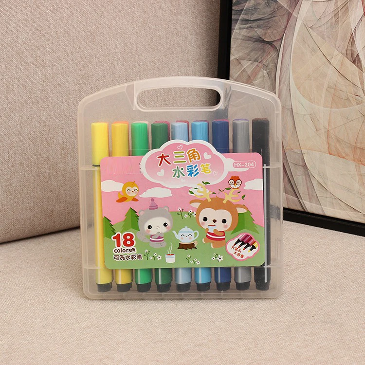 Multi color washable jumbo triangular barrel water color marker pen