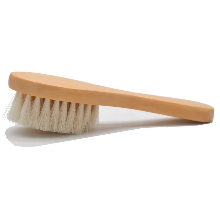 Custom logo Support low MOQ  wholesale natural 100% goat hair wooden comb natural baby hair brush set