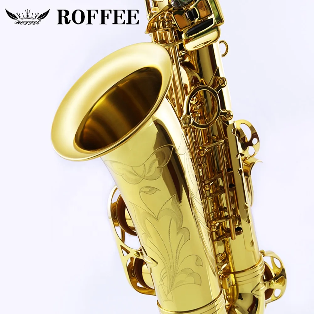 
ROFFEE M90 Original Import Professional Performance Level Alto Brass Gold Lacquer Eb Tone Saxophone 
