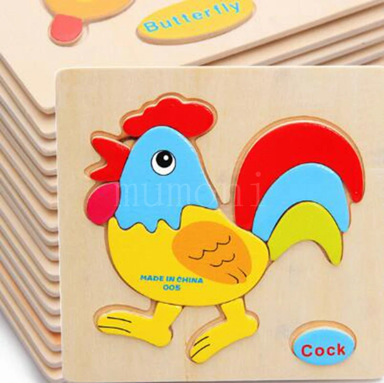 Wholesale Lower Price 3D Animal Shape Match Puzzle Kids Education Toys wooden puzzle Animal Board