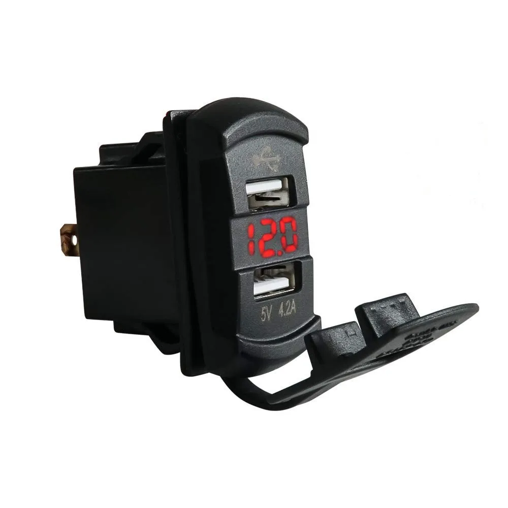 4.2A 12V -24v  USB Charger Socket with  LED Voltmeter