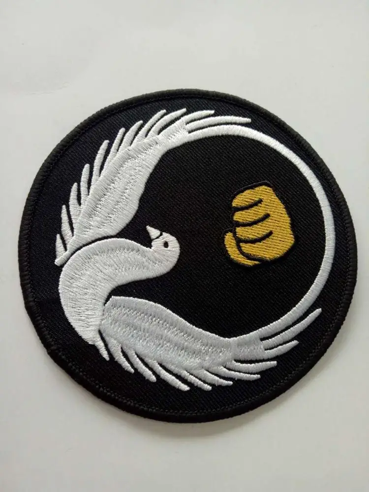 Fr clothing shoulder patches, jeans embroidery badge design, woven patch