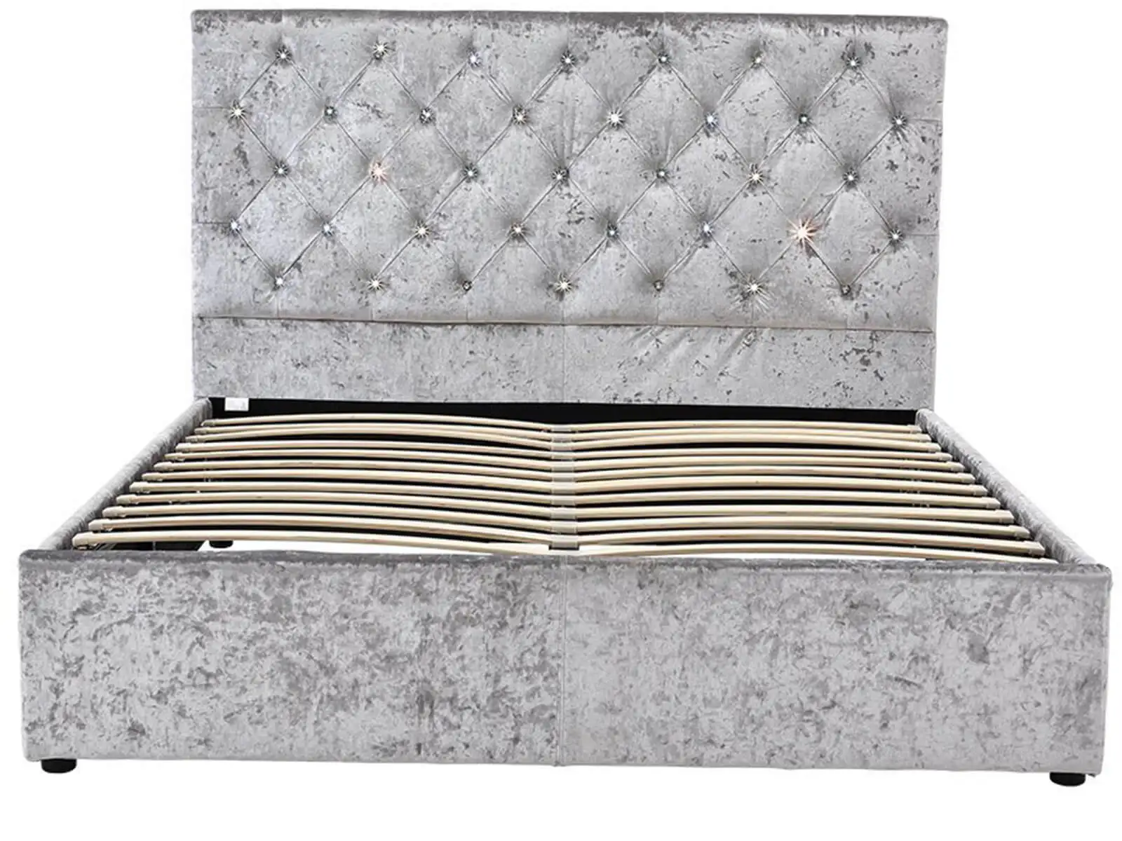 Velvet gas lift storage  bed frame double queen king size