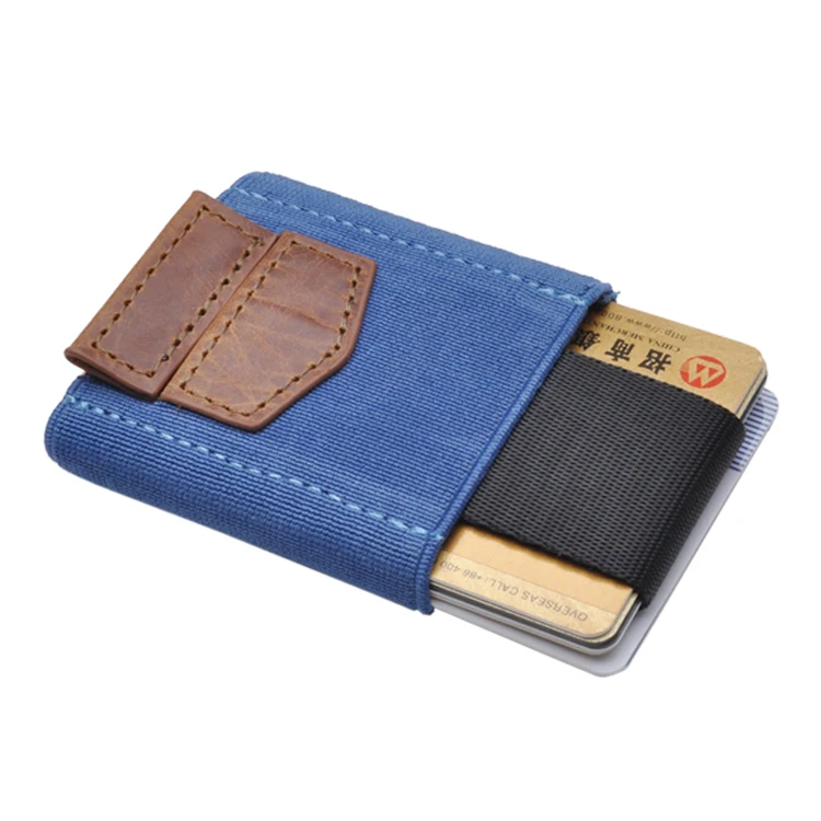 wholesale leather Mini credit card wallet slim mini card elastic pouch
