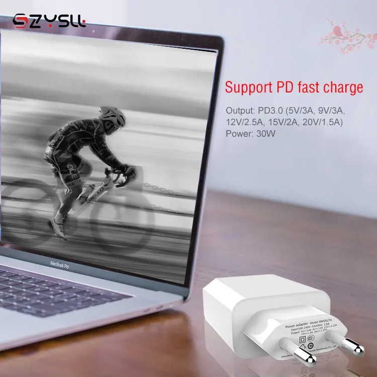 
QC 3.0 CN/US/JP/UK/EU/AU 30W PD Fast Charging Type c One Port USB Wall Charger 