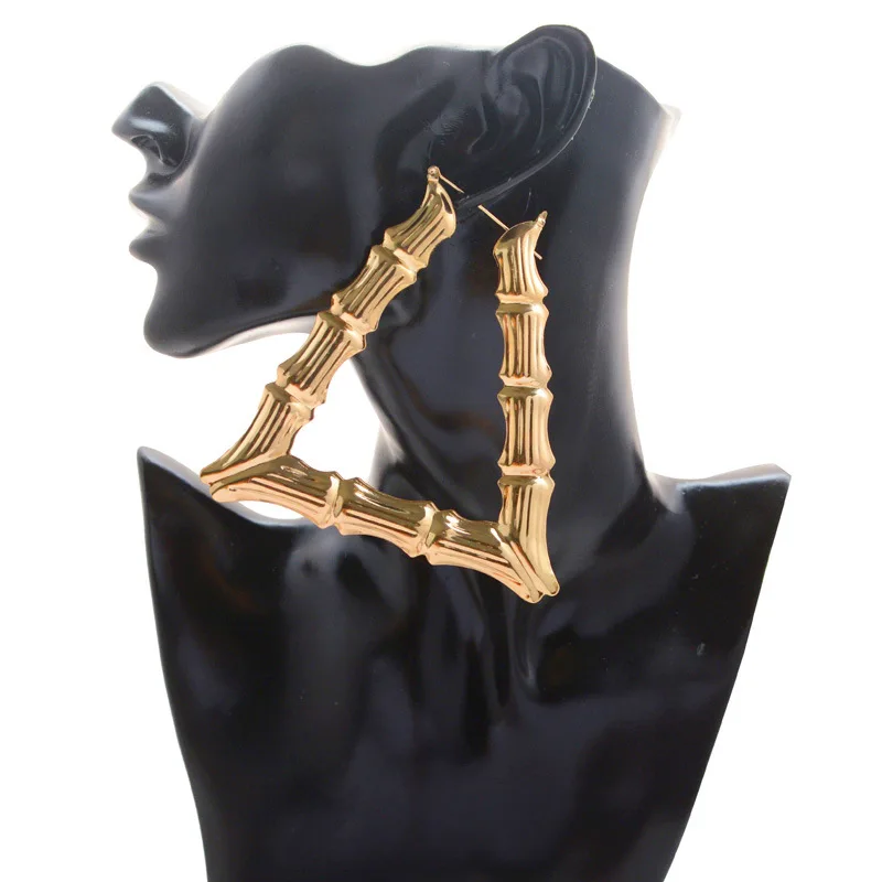 2019 Hot Sale 18K Gold Plated Jhumka Earrings Big Hoop Bamboo Earring Round Circle Bamboo Hoop Earrings