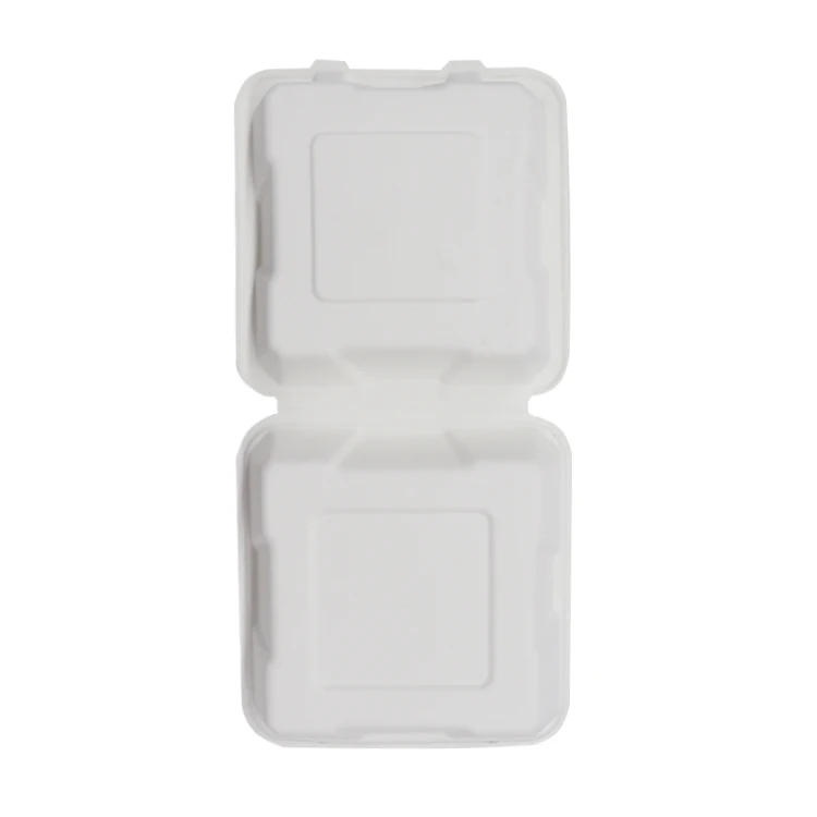 Eco-friendly Disposable Sugarcane bagasse pulp 8 inch clamshell