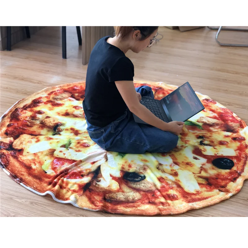 100% polyester super soft hot sale print round wholesale Breathable food double sided burrito blanket