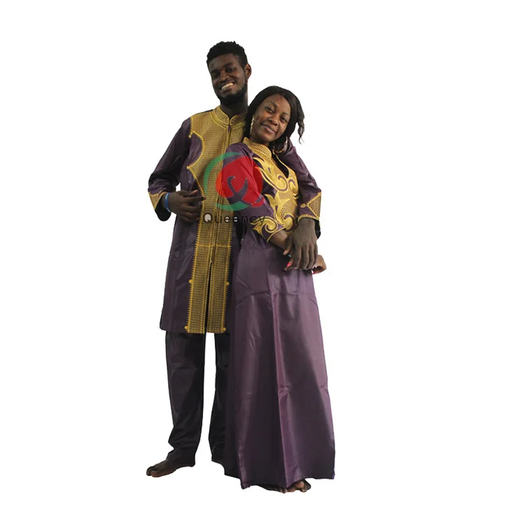 Queency 2019 new Wholesale African  embroidery long bazin dresses in white