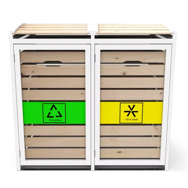 Garbage Shelter Garbage Bin Outdoor Dustbin Storage Bucket for Park Garden Wooden by Cartons Rectangular Hemlock