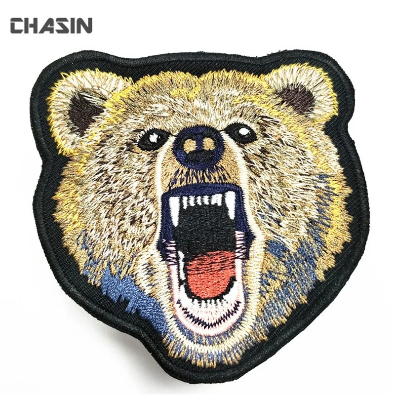 Bear Embroidery Badge Patch, Animal Design Bear Logo Embroidery Applique Patch For Garment