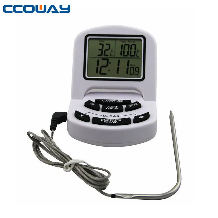 New Arrival Digital Multifunctional Food Thermometer with Stainless Steel Probe Timer Thermometer OW-G10.