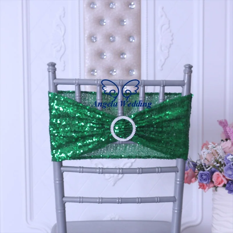 SH022J  Christmas cheap price wholesale red sequin chair band with buckle
