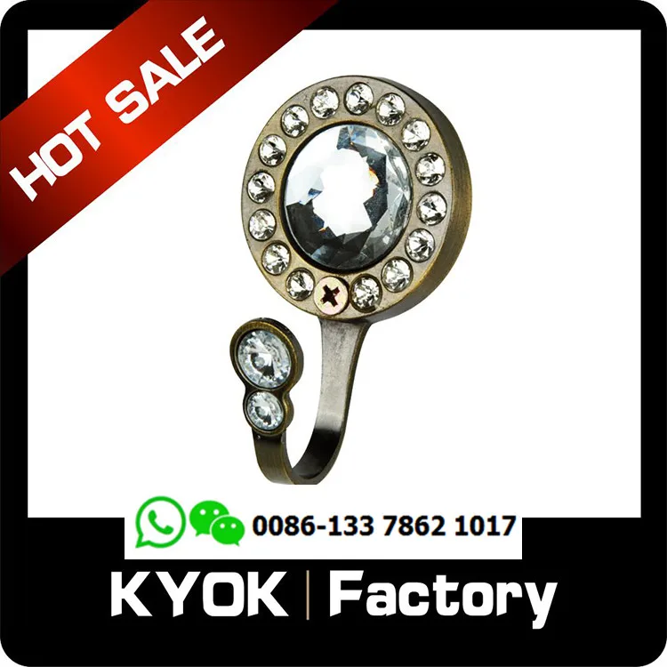 KYOK Modern curtain accessories decorative curtain hook , 28mm metal curtain tieback hooks