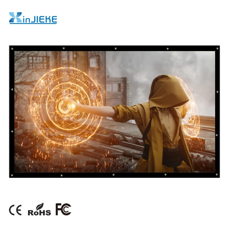 120inch Outdoor Simple Potable Foldable Projector Screen Easy Fold Matt White Double Side Polyester 16:9 Projection Screen
