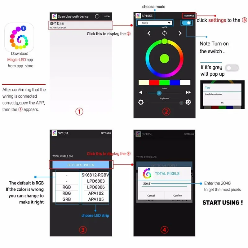 SP105E беспроводной WS2811 WS2812B светодиодный музыкальный контроллер SP107E SK6812 RGB/RGBW APA102 SP110E WS2801 пикселей светодиоды Светодиодные полосы DC5V-24V