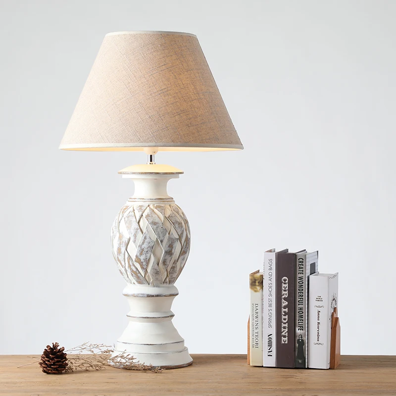 Factory Handmade Craft Luxury Home Decor Carving Resin Bedside Lamp