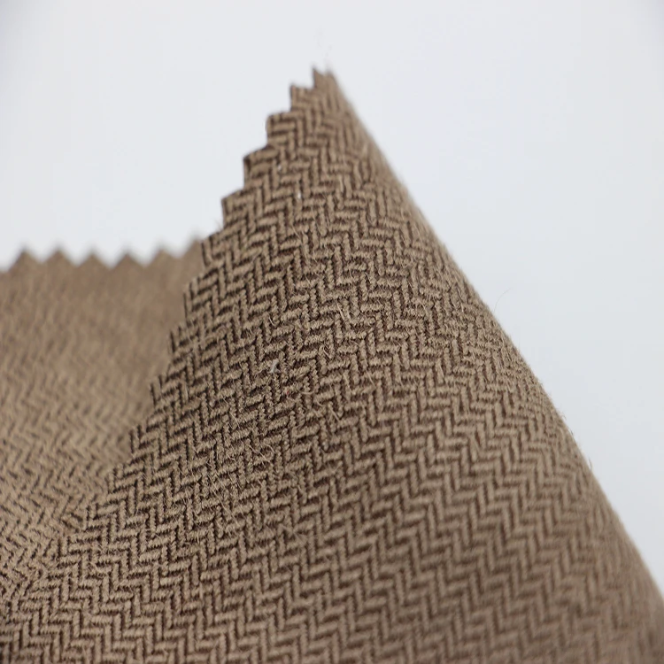 Custom Home Textile Dobby Jacquard Herringbone Pattern Microfiber Napping Fabric