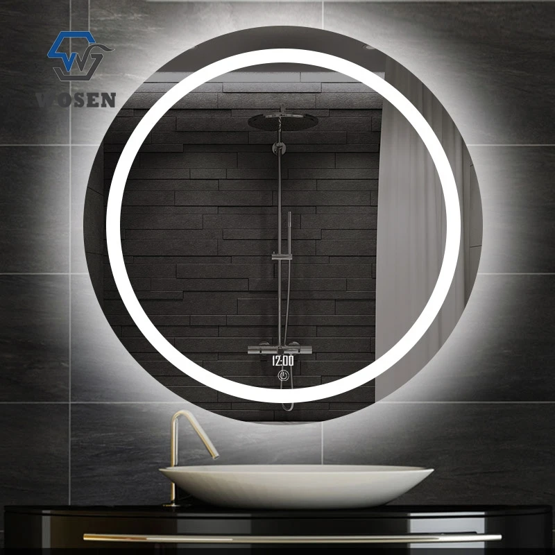  Round frameless led light bathroom mirror with motion sensor
