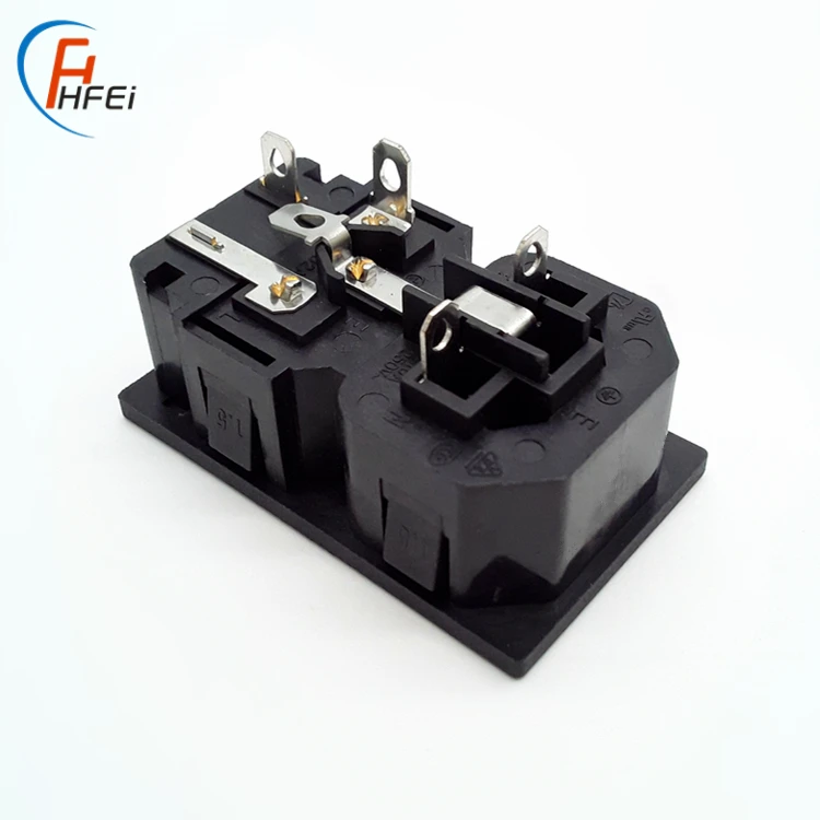 Hot sell ac power inlet connector C13 and C14 ac socket plug with fuse 3 pins plug socket