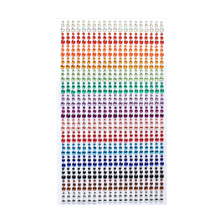 Wholesale colorful self-adhesive rhinestone diamond crystal sticker sheet for face decoration