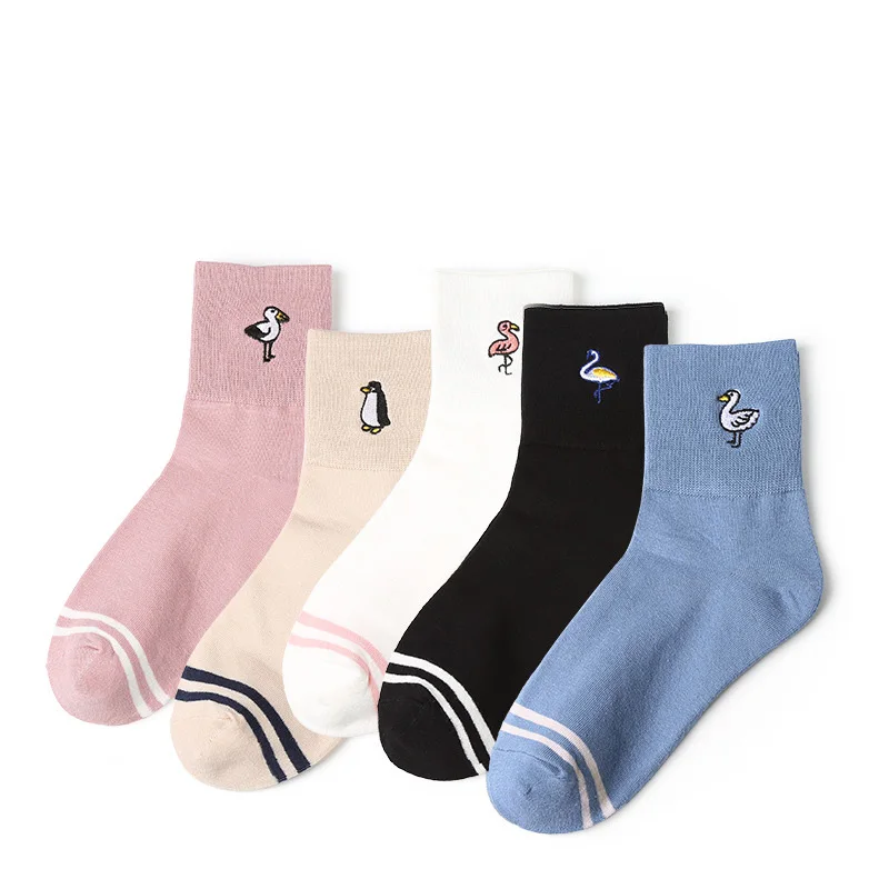 19545 school girl 6-8Y kids funny Cute embroidery LOGO low cut crew school socks