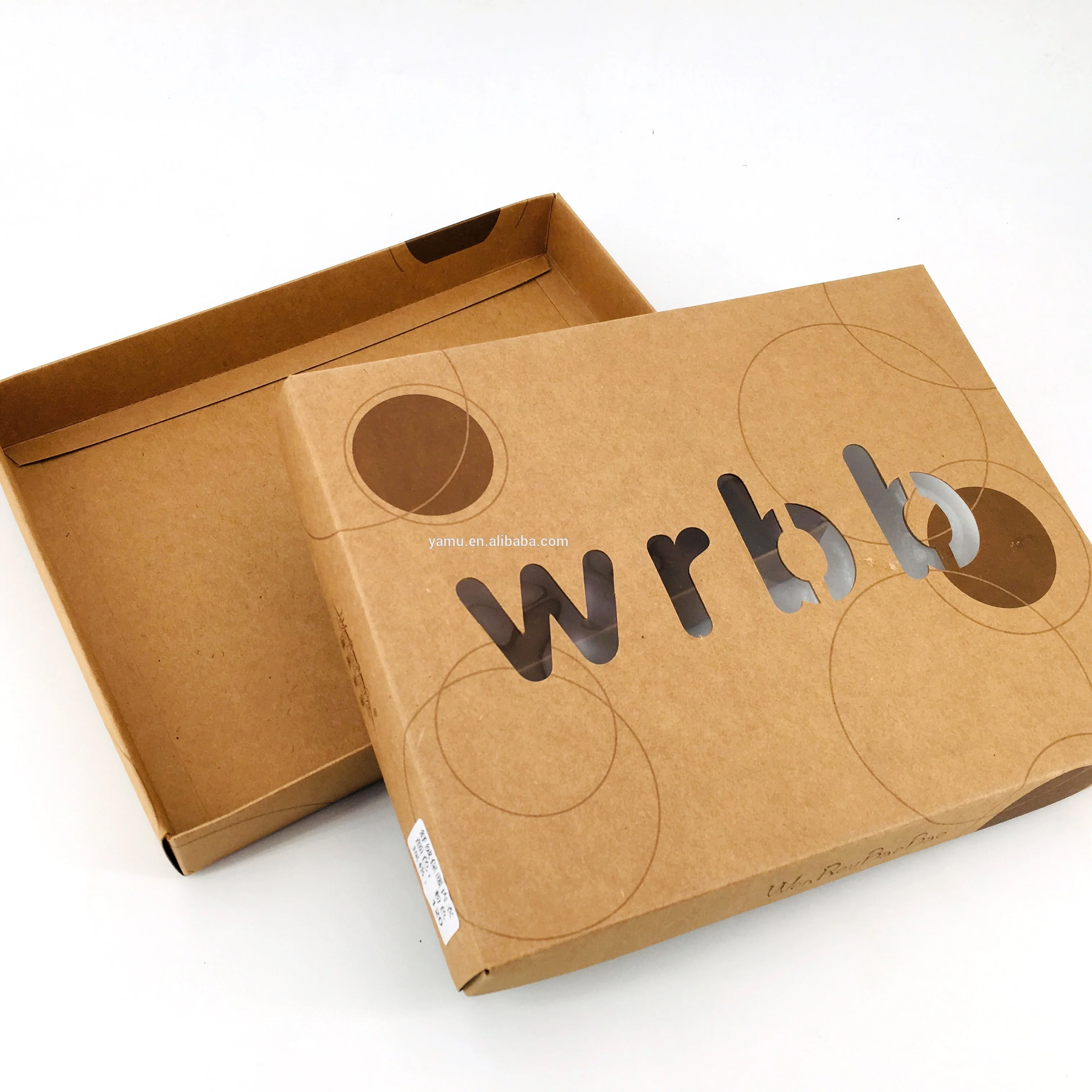 
Folding Small Kraft paper carton/kraft paper box with clear PVC window 