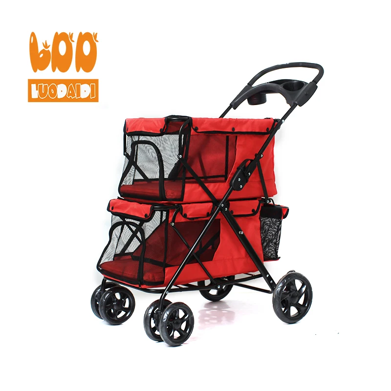 4 колеса ПЭТ коляска для собак Коляска для собак для 2 Оксфорд тележка для домашних животных