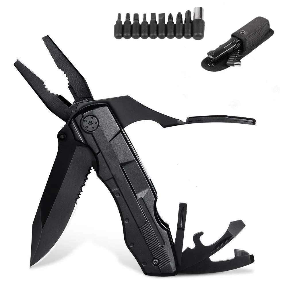 Multitool Knife 16 in 1 Pocket Tool Set Stainless Steel Pocket DIY Tool Foldable Multitool Pliers with Screwdriver Saw Opener