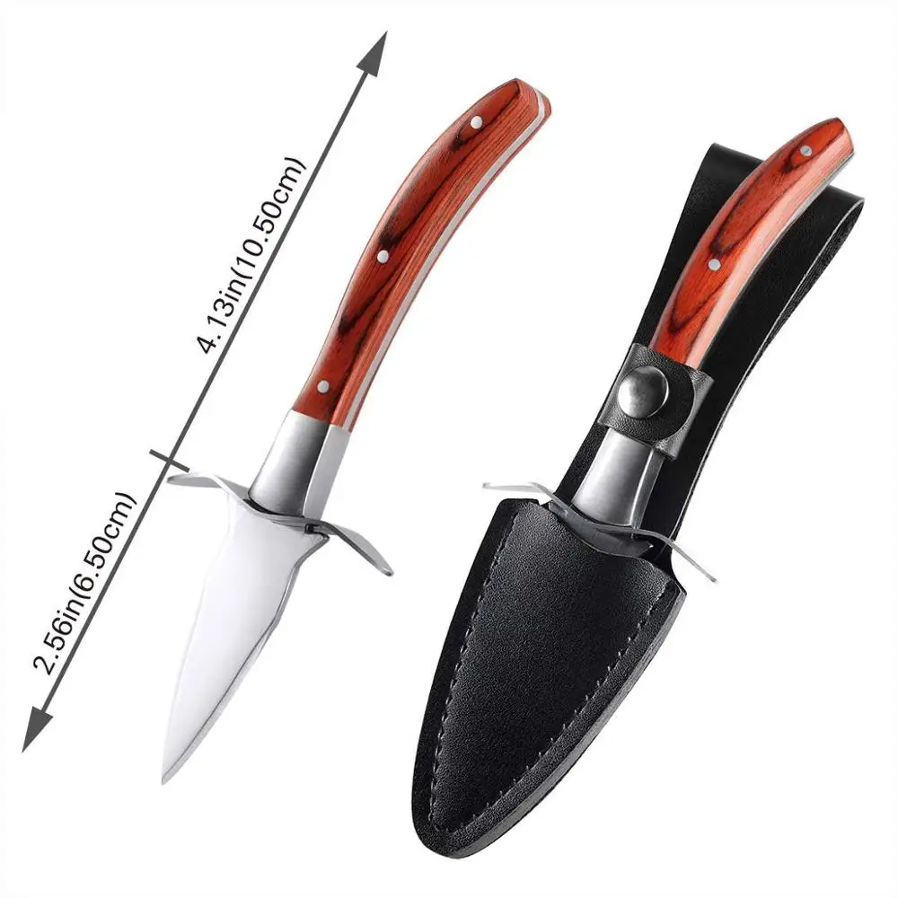 AMBER Premium Quality Pakka Wood-handle Oyster Shucking Knife Sharpeners Stainless Steel