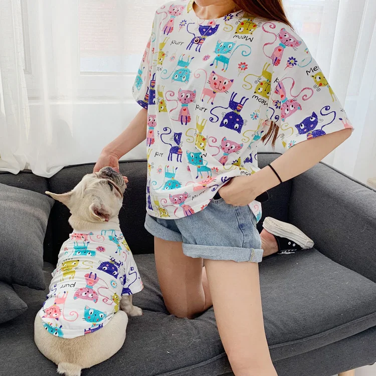 GMTPET Pet Clothes Apparel Factory Wholesale Cute Dog Clothes Cotton Pet Accessories Cat Printed French Bulldog Pet Clothes