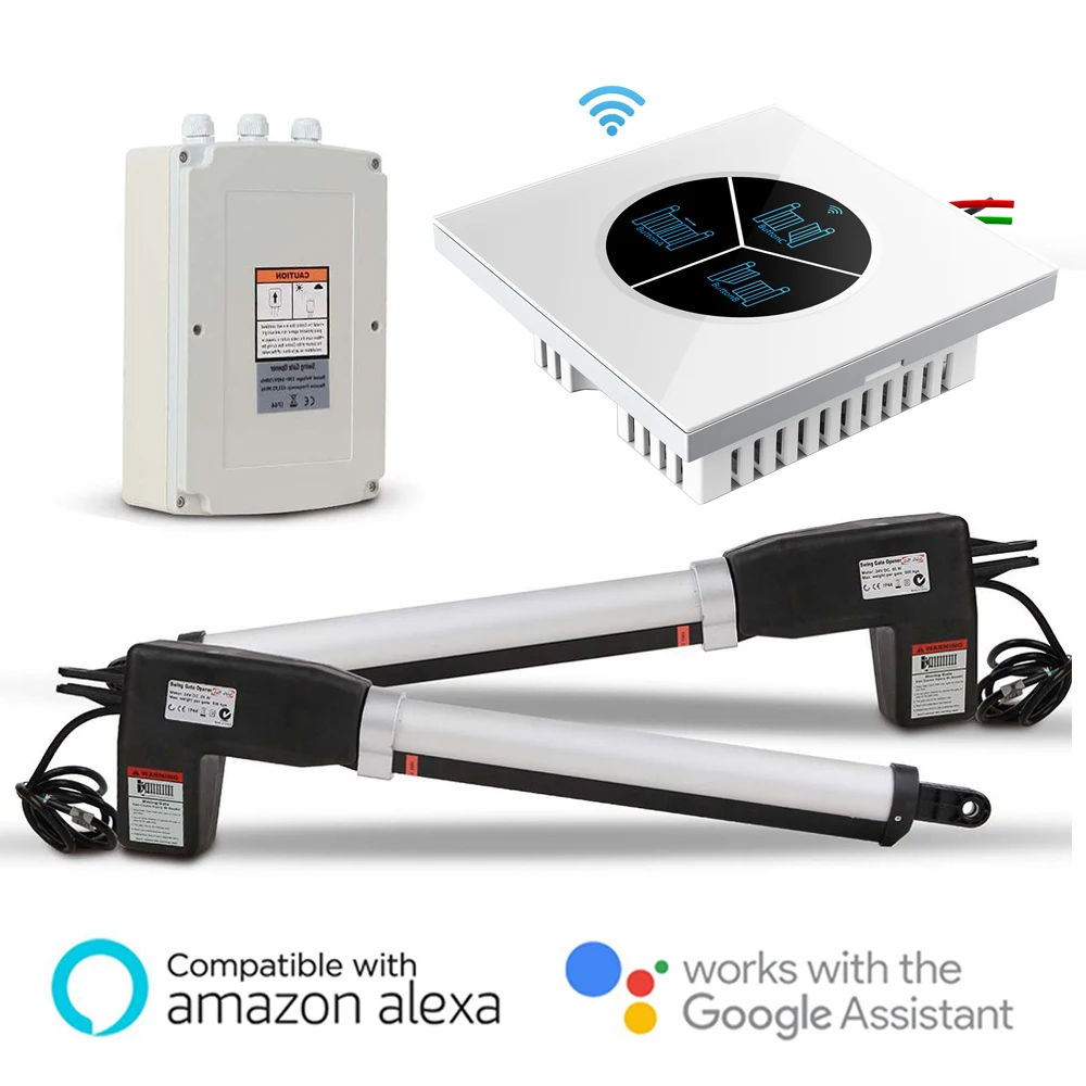 Double Electric Automated Swing Gate Opener WiFi Rolling Code Remote Control