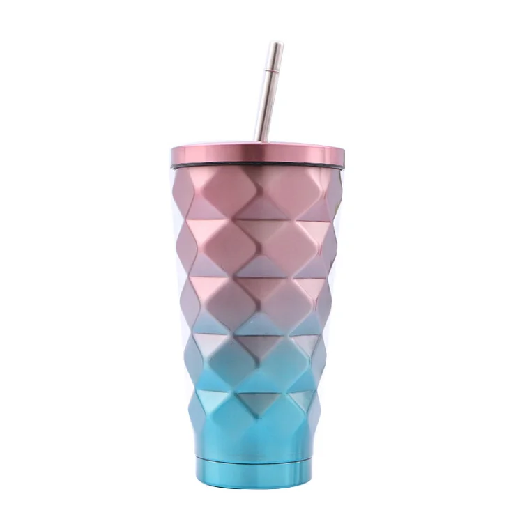 New design 550ml straw cup tumbler with lid and straw thermal tumbler car mug for gift