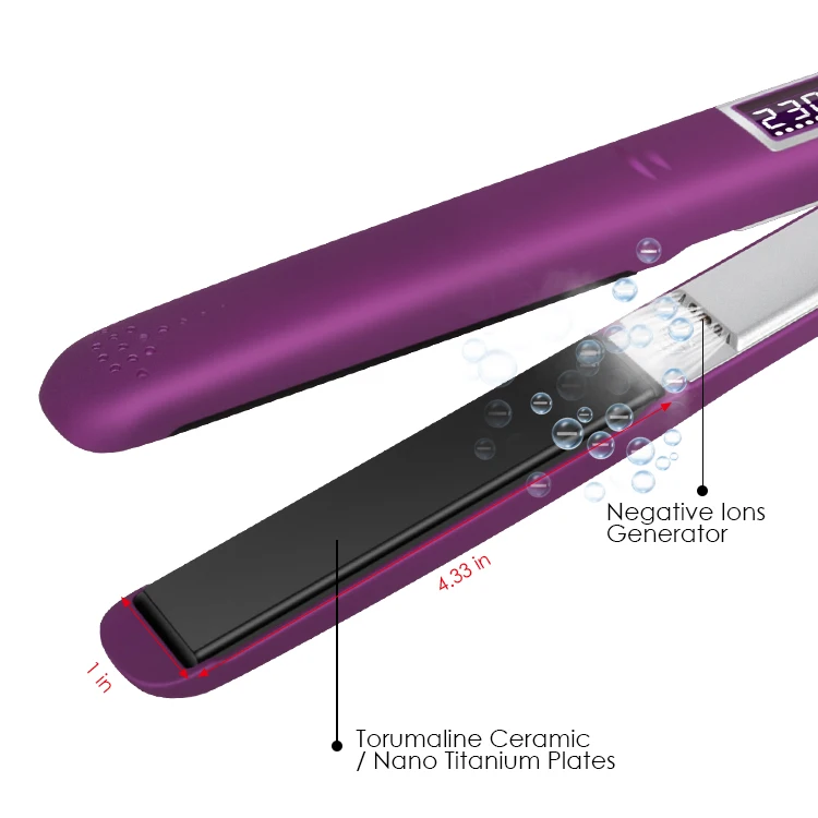 
Professional Magical Tourmaline Ceramic Curler Flat Iron Purple Hair Straighteners 