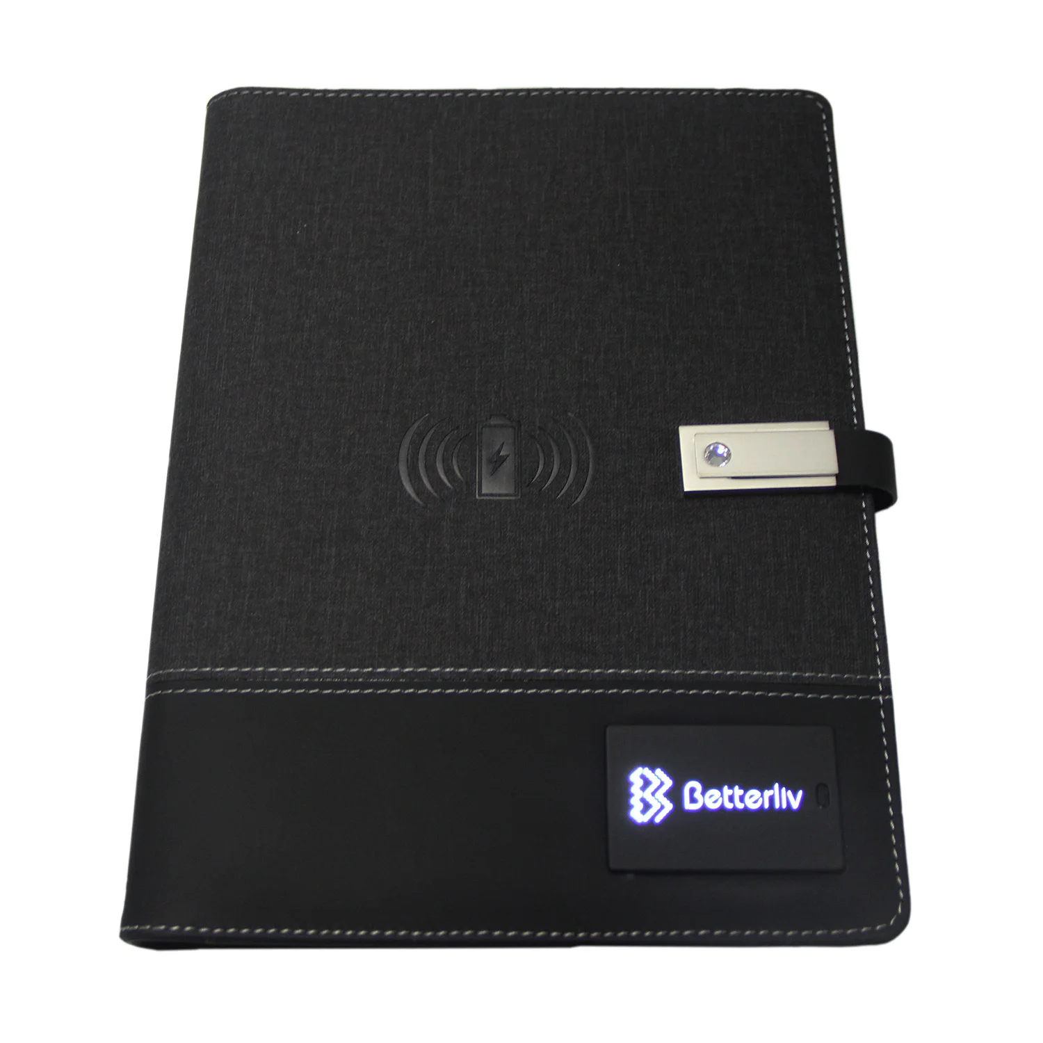 Wireless Charger Notepad Agenda Notebook Diary with Power bank USB