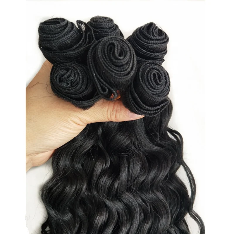 Wholesale 100% Premium Fiber Cheap Synthetic Hot Lisa Curly 6pcs /set Hair Double Weft Weaving Bundles Extensions