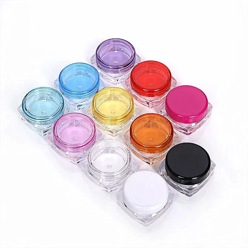 3ml 5 ml square bottom plastic jars mini medicine salve jar with colorful lips for option