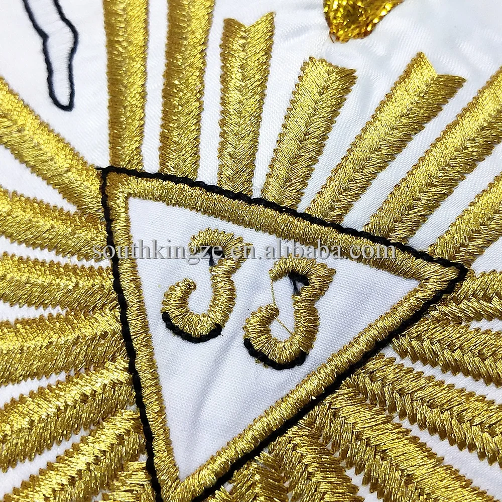 
Masonic Regalia 33rd Scottish Rite 33 Degree Masonic Charm Jewel Wings Up Embroidered Silk Collar 