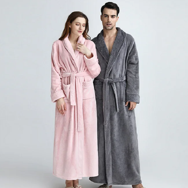 
Women Men Soft Long Collar Fleece Bath Robe Dressing Gown House Coat Nightwear Women Men Soft Long Collar Fleece Bath Robe Dressing Gown House Coat Nightwear
