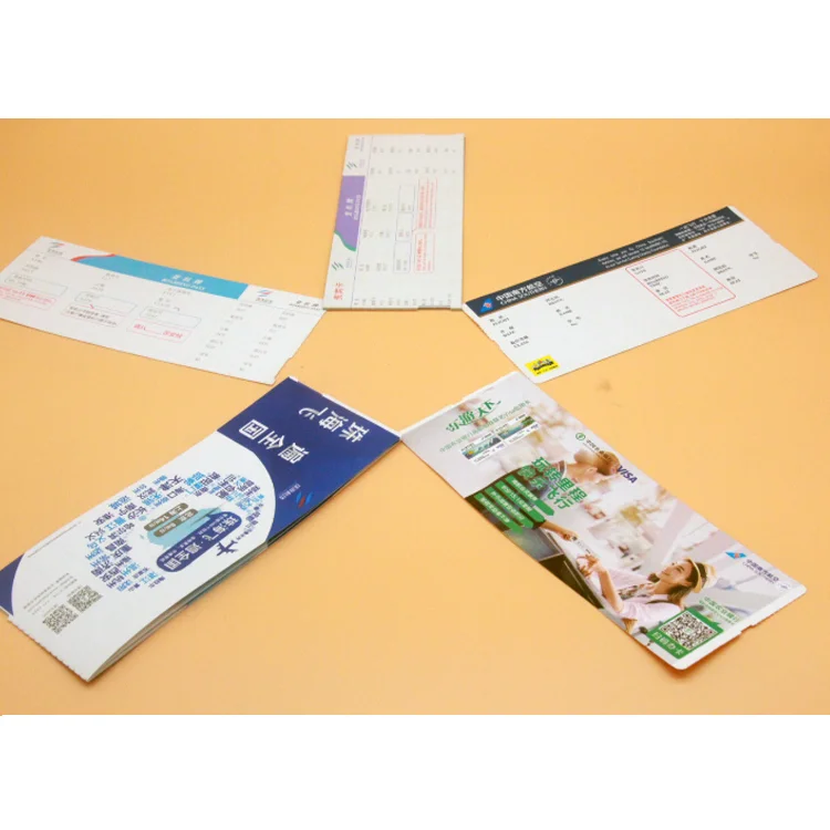 Professional standard useful best quality paper printed flight ticket airline raw material