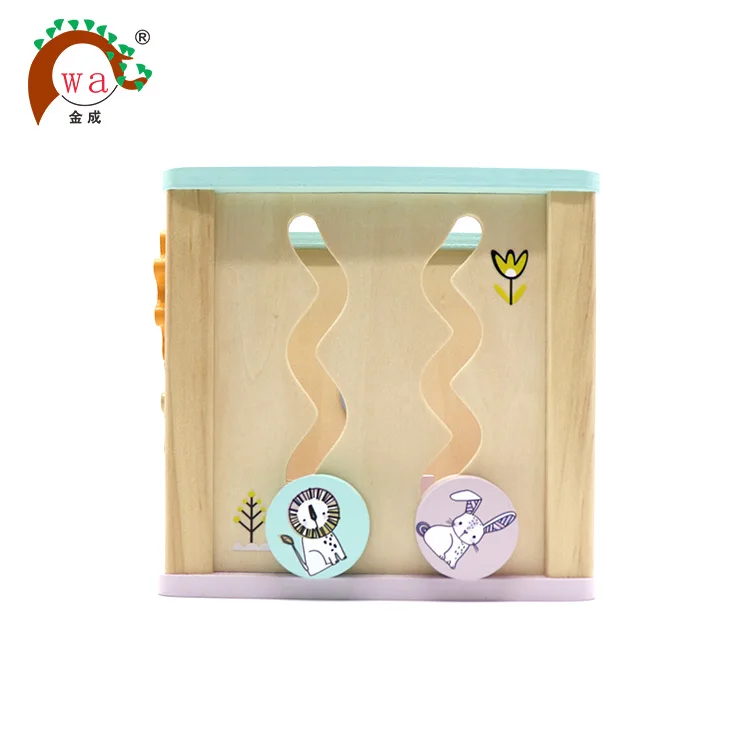 5 in 1 Multifunction wooden wired beads maze educational learning cube toy