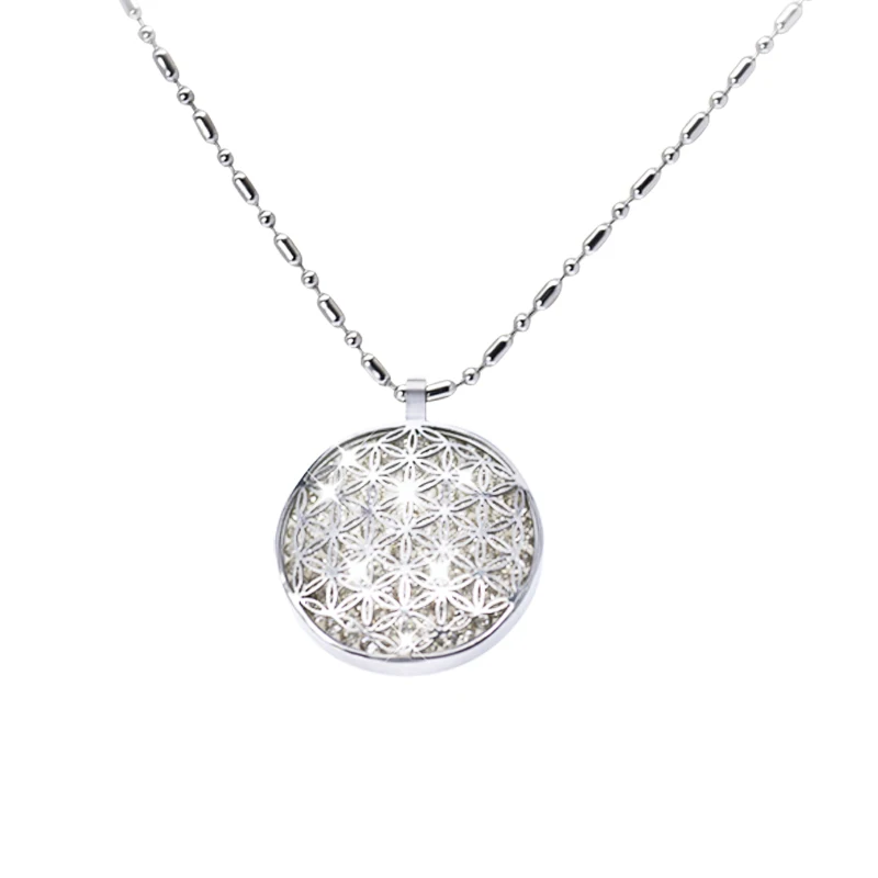 Оптовая продажа из нержавеющей стали квантовый полый цветок жизни кулон