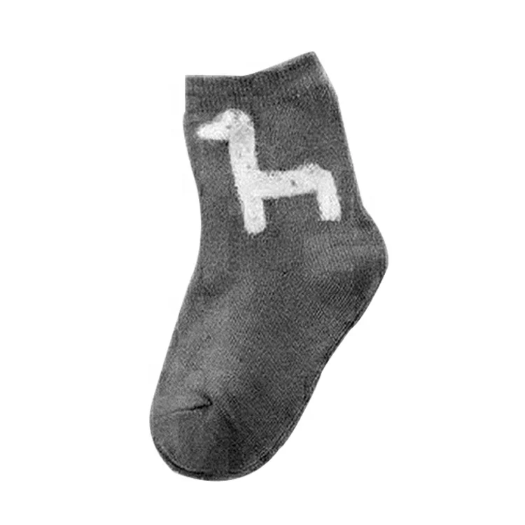 
2021 new design multiple colors cartoon horse pattern thick children ankle socks 